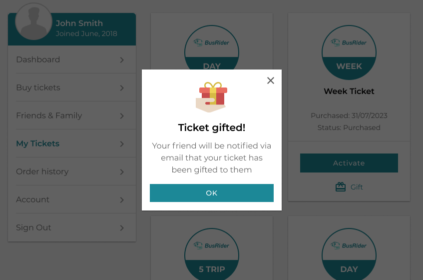 Ticket Gifting Instructions